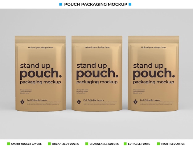 Pouch pakket mockup ontwerp in voedselconcept