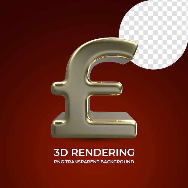 Pound currency symbol 3d rendering isolated transparent background