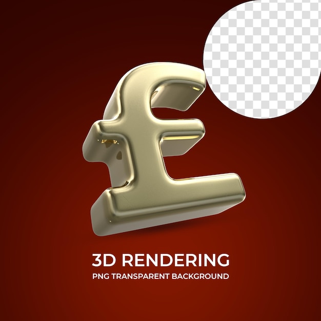 PSD pound currency symbol 3d rendering isolated transparent background