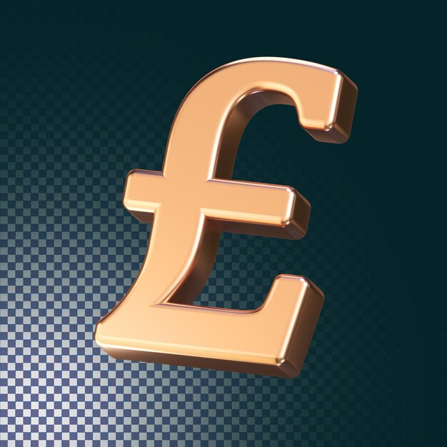 PSD pound icon 3d rendered isolated concept with shiny gold metallic effect