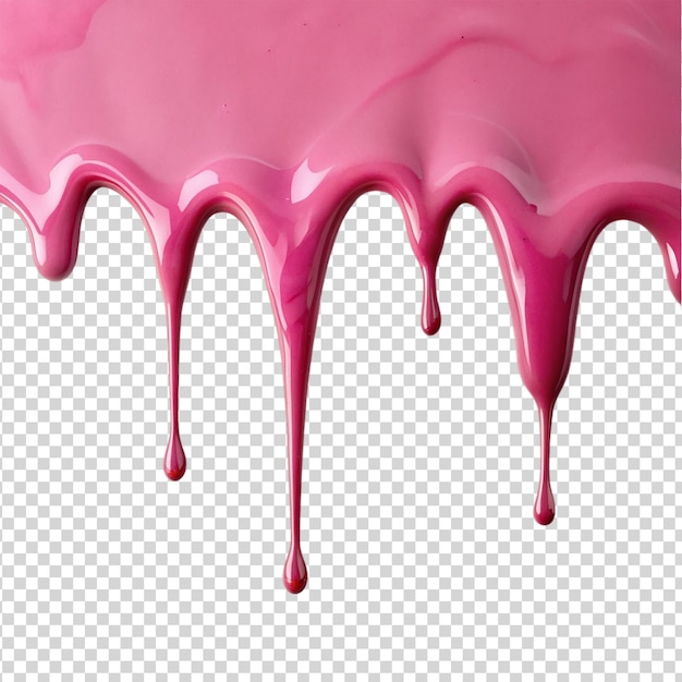 PSD pouring pink paint isolated on transparent background