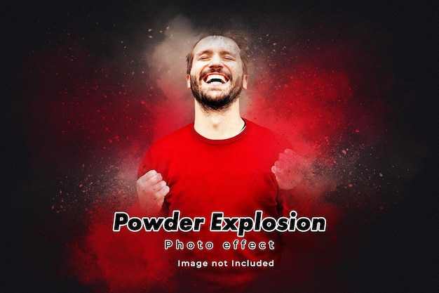 PSD powder explosion ash and dust dispersion photo effect template