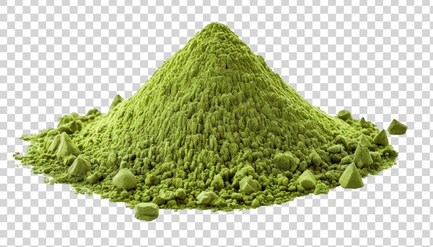 PSD powdered matcha green tea powder isolated on transparent background