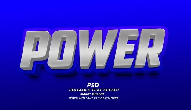 Power 3d редактируемый текстовый эффект в стиле фотошоп с премиальным фоном