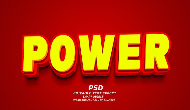 Power 3d 편집 가능한 텍스트 효과 Photoshop Psd 템플릿