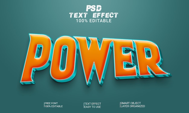 Power 3d Editable Text Effect Style PSD File