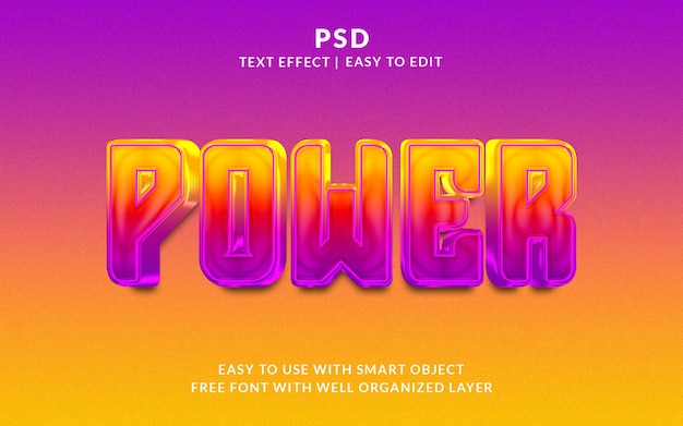 Power 3d editable text effect style psd