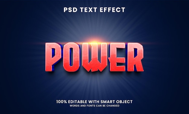 Power 3d 편집 가능한 텍스트 효과