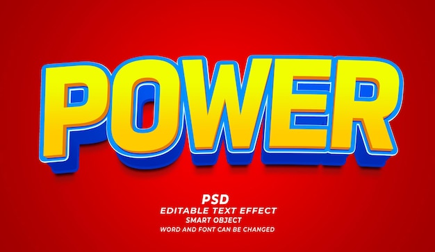 Power 3d redigerbar photoshop tekst effekt stil med premium bakgrunn