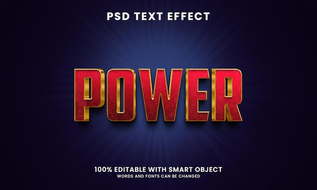 Modello di effetto testo in stile 3d di potenza