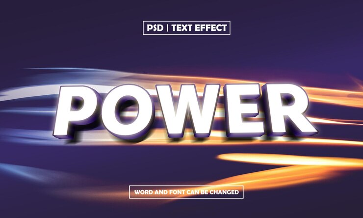 PSD power 3d text effect with light style