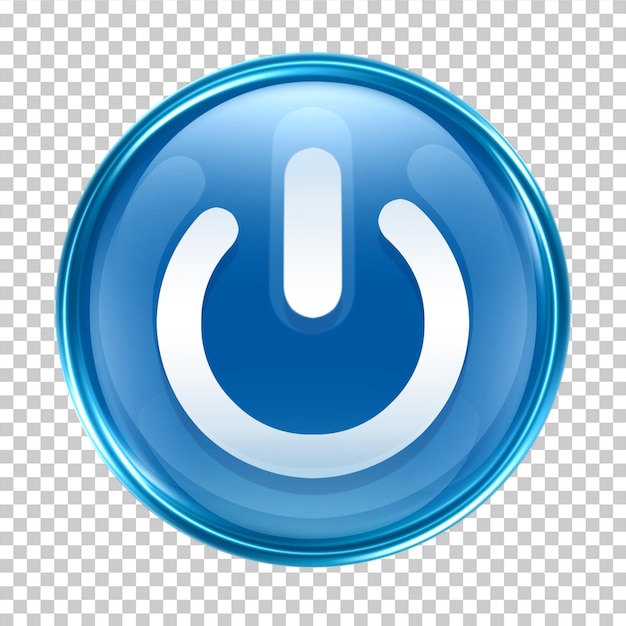 PSD power button blue isolated on white background