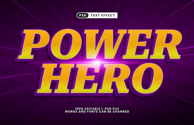 power hero editable text effect with a hero and power text effect