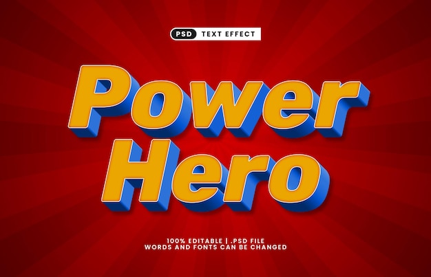 power hero editable text effect with game and hero text style