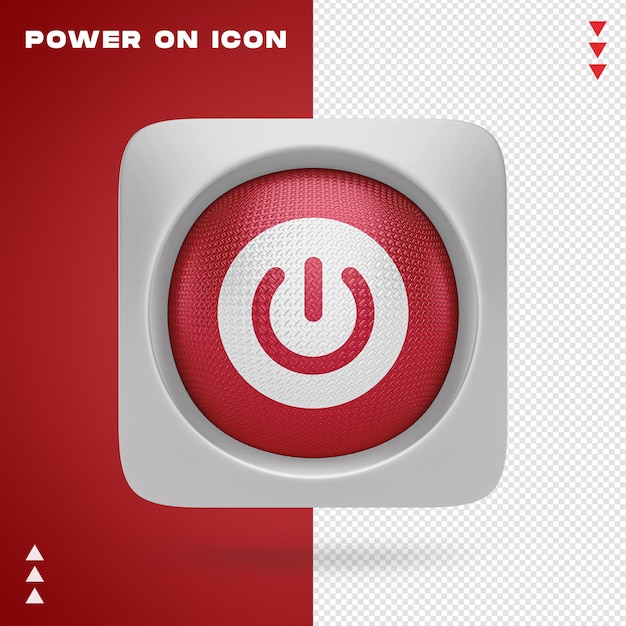 PSD power on icon design nel rendering 3d