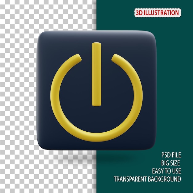 PSD power icon uiux 3d icon illustration with transparent background