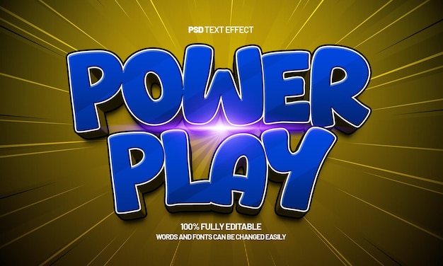 power play editable text effect with a kick and play text effect