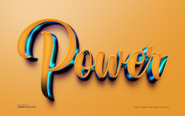 Power premium bewerkbaar 3d psd-teksteffect