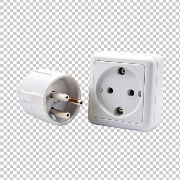 PSD power socket realistic set with isolated wall mounted power outlets with electric plugs