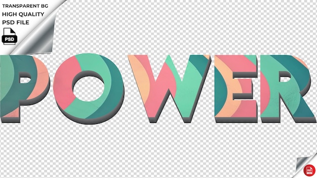 PSD power typography gradient turquoise retro texture del testo psd trasparente