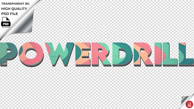 PSD powerdrill typografia gradient turquoise retro tekst tekstura psd przezroczysta