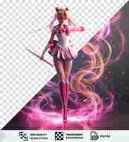 PSD a powerful stance of sailor moon with a cosmic background exuding strength and magic on tranparent