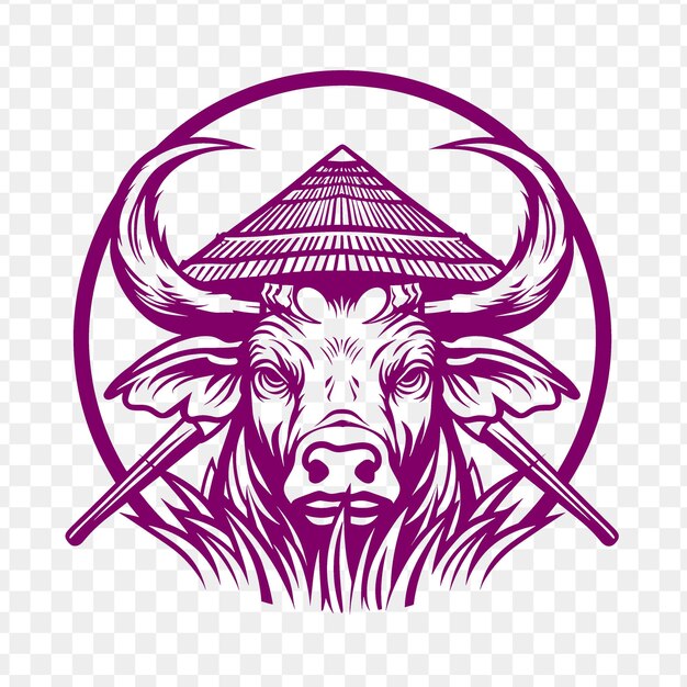 PSD powerful water buffalo animal mascot logo with southeast asi psd vector tshirt tattoo ink art