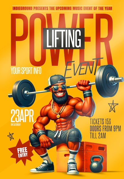 PSD powerlifting dag flyer psd_template