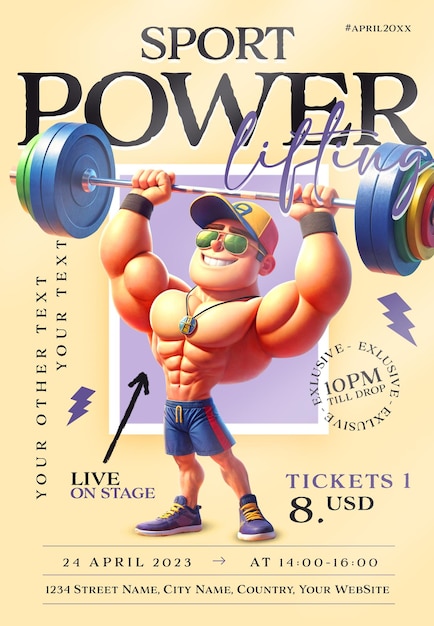 Powerlifting flyer psd sjabloon