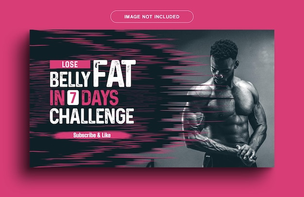 PSD a powerpoint with a man in a gym and a poster that says'lose fat on 7 days challenge '