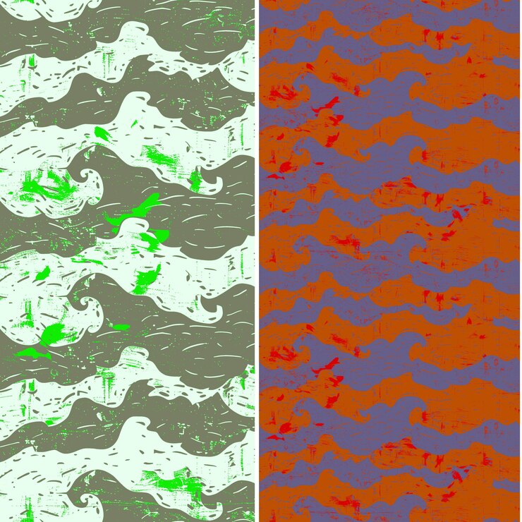 PSD powierzchnia oceanu z sylwetką fali ułożona w teksturę pa nature pattern vector designs