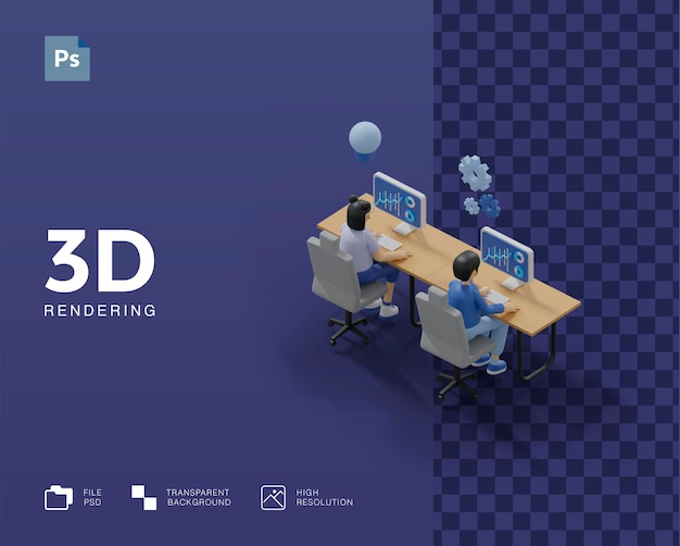 PSD praca zespołowa ilustracji 3d