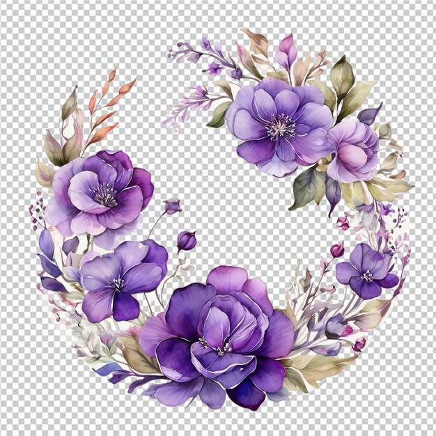 PSD prachtig aquarel bloemen ronde frame ontwerp