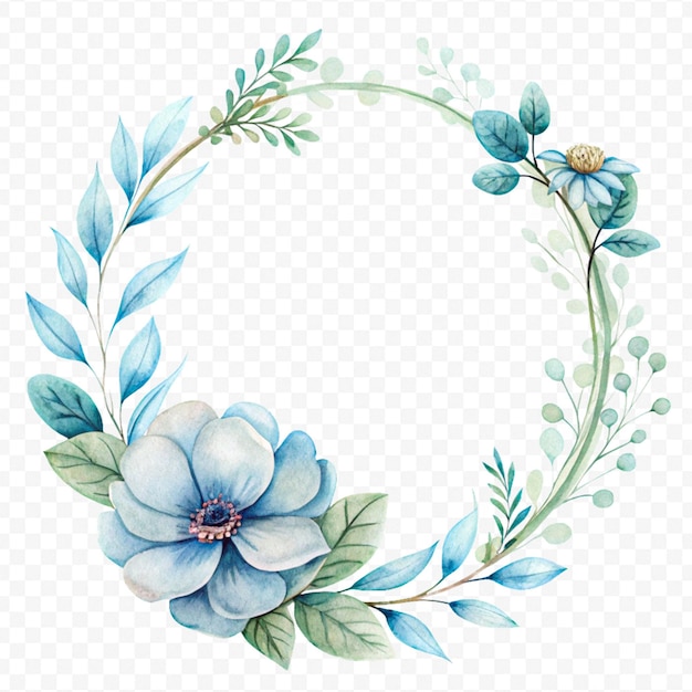 Prachtig bloemenframe in waterverf geïsoleerd op een doorzichtige achtergrond