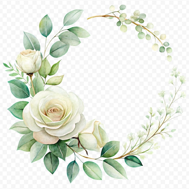 Prachtig bloemenframe in waterverf geïsoleerd op een doorzichtige achtergrond