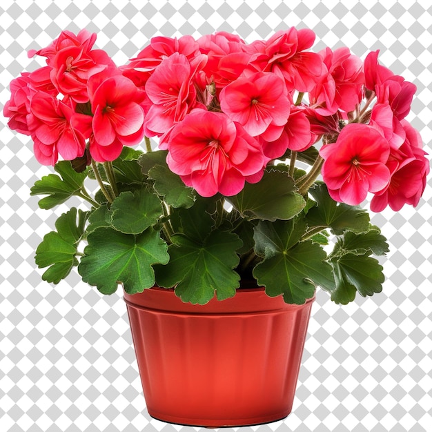 PSD prachtig pelargonium in een vaas geïsoleerd op transparante achtergrond psd-bestandsformaat