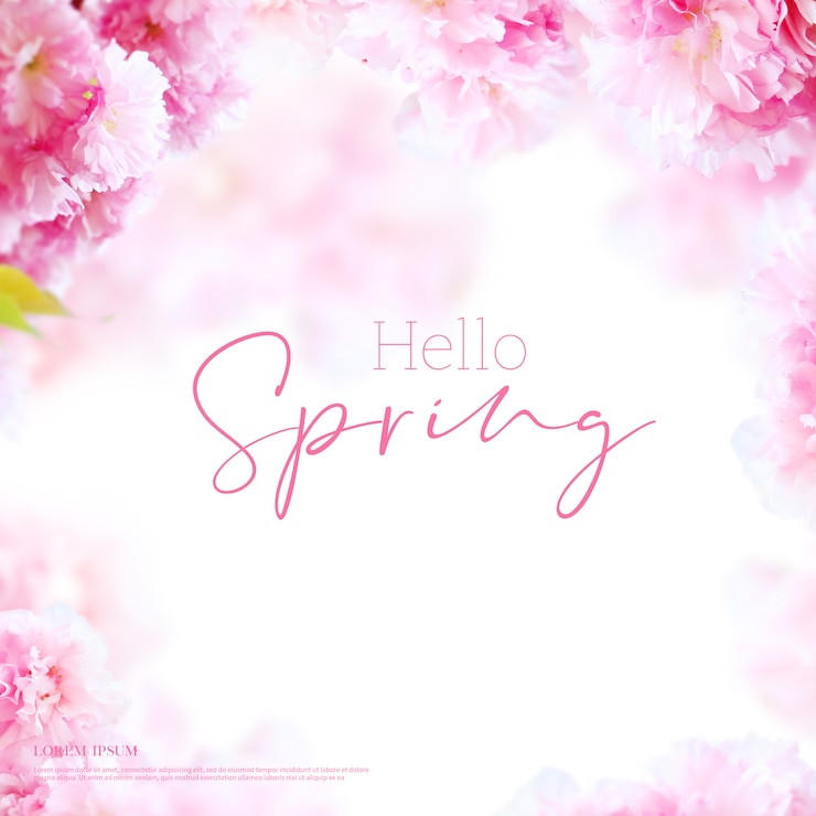 PSD prachtige lente bloemen kaart, seizoen thema, hallo lente