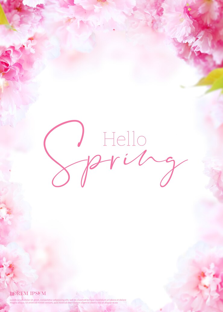 PSD prachtige lente bloemen kaart, seizoen thema, hallo lente