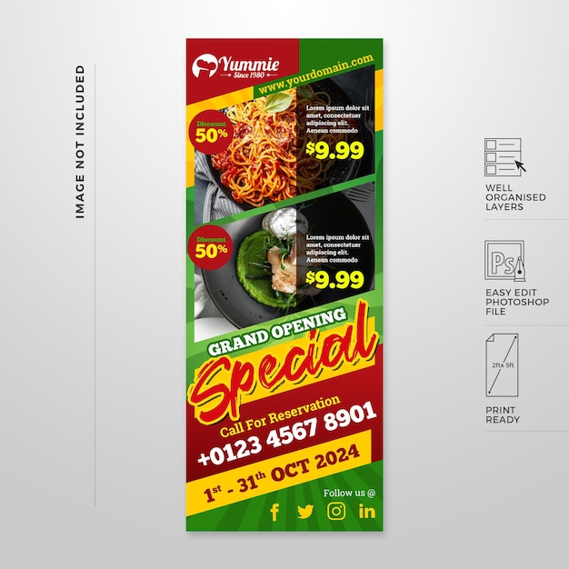 Prachtige verticale banner voor restaurant 2ft x 5ft