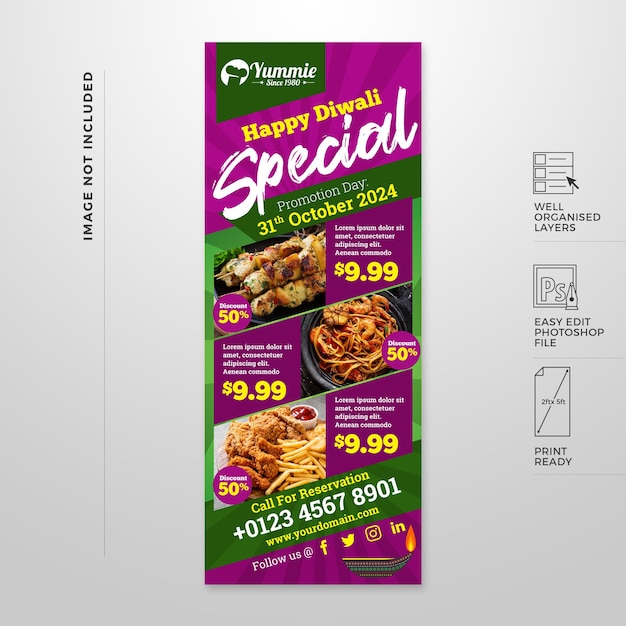 Prachtige verticale banner voor restaurant 2ft x 5ft