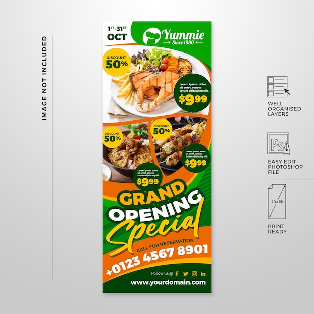 Prachtige verticale banner voor restaurant 2ft x 5ft