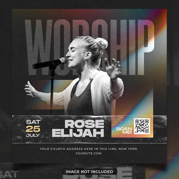 Praise and worship church poster and social media post