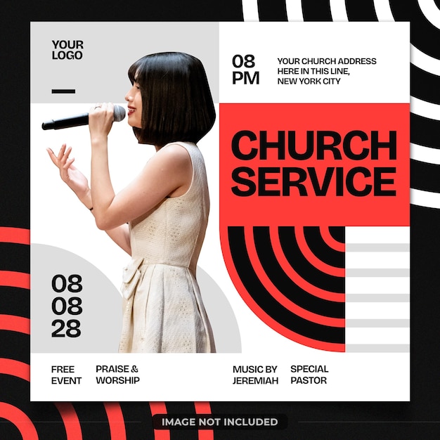 PSD praise and worship flyer template for sunday