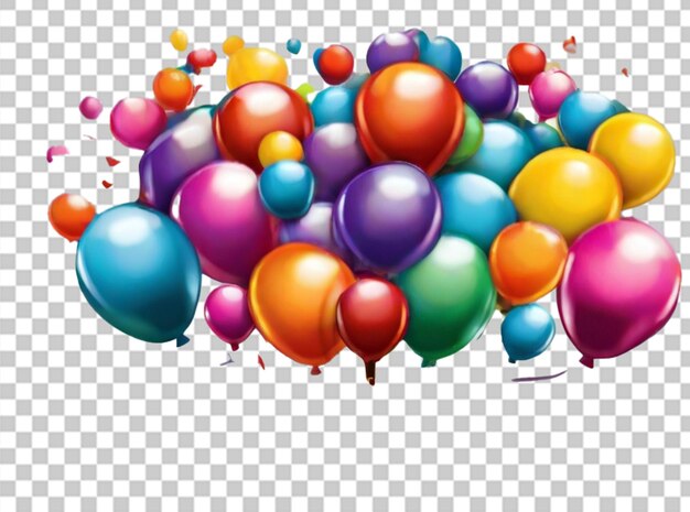 PSD prawdziwe przezroczyste kolorowe balony z izolowanym tłem koncepcja imprezy i uroczystości