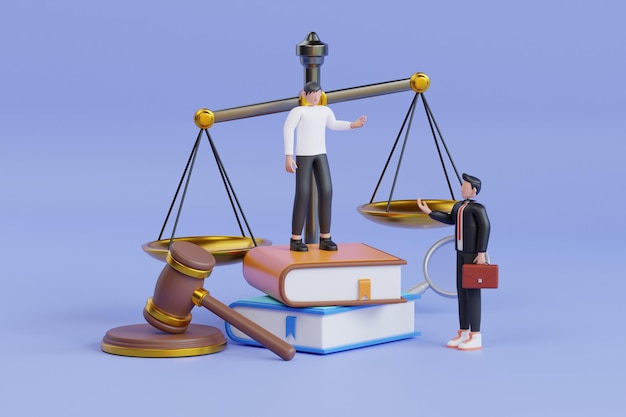 Prawna usługa wymiaru sprawiedliwości ilustracja 3d pomoc prawna firma prawnicza i koncepcja usług prawnych