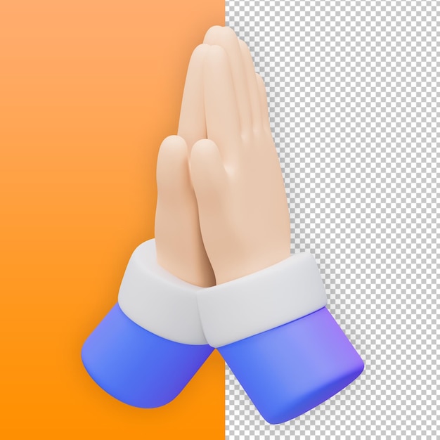 Pray hand gesture 3d illustration