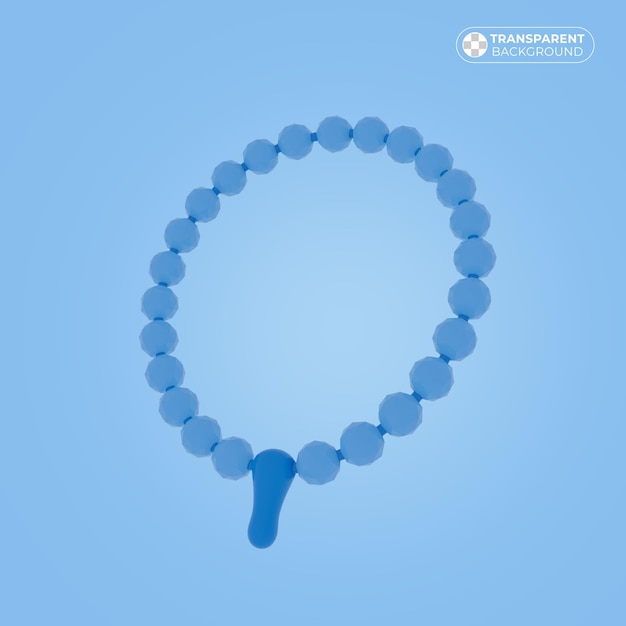 Prayer beads 3d render in blue color