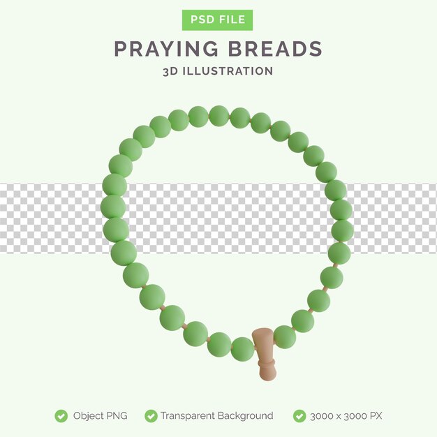 PSD praying beads 3d illustration