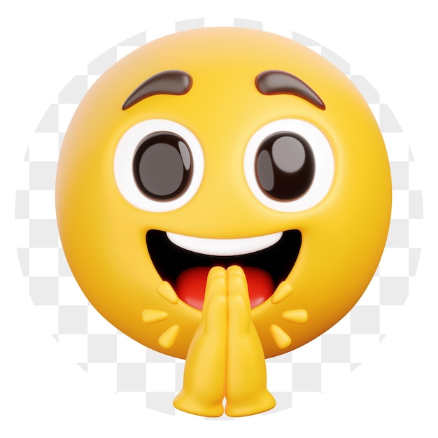 Praying Emoji in 3D Cartoon Style