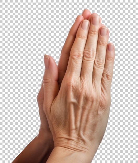 PSD praying hands isolated on transparent background